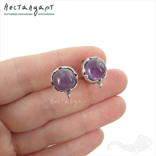 Швензы Solar со вставкой Аметист Silver Plated 12 мм (пара), изображение 2