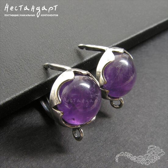 Швензы Solar со вставкой Аметист Silver Plated 12 мм (пара), изображение 3
