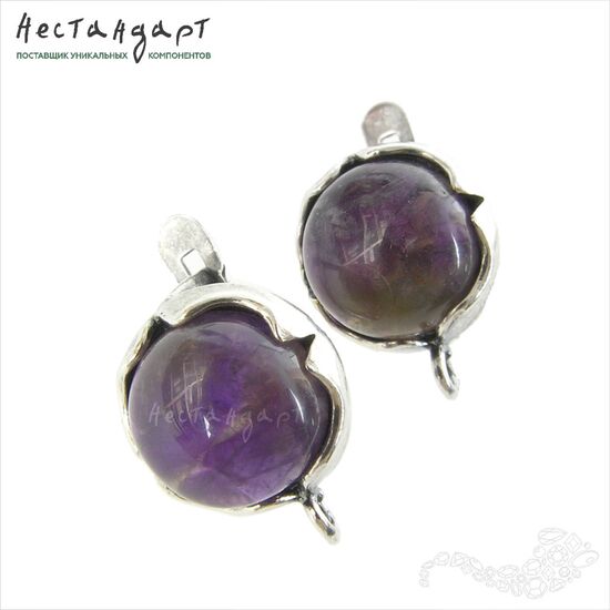 Швензы Solar со вставкой Аметист Silver Plated 12 мм (пара), изображение 4