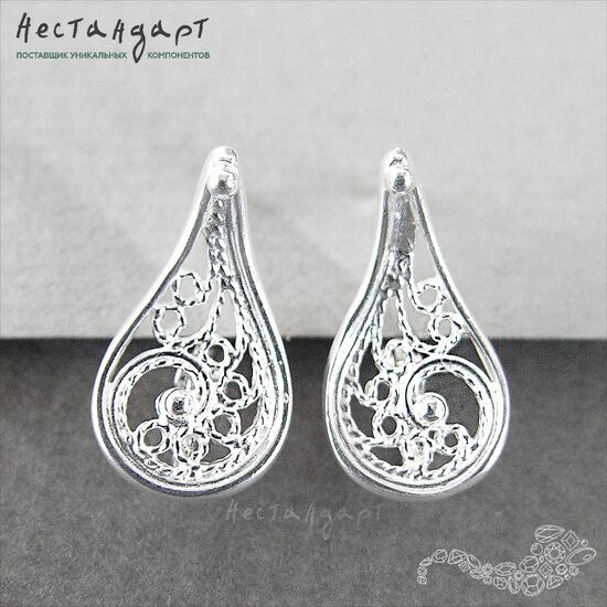 Швензы Oriental Rhodium Plated 18х10 мм (пара), изображение 3