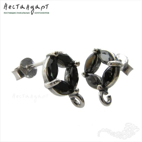 Основы для пусет Black Diamond Rhodium Plated 9х12 мм (пара)