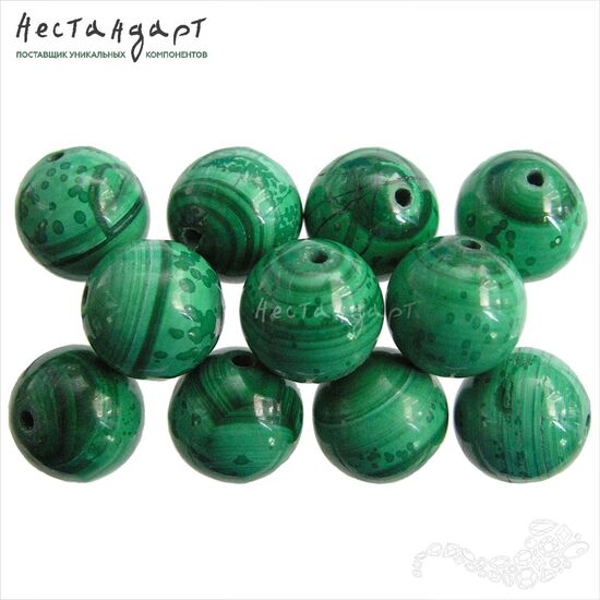 Малахит натуральный гладкий 11 мм