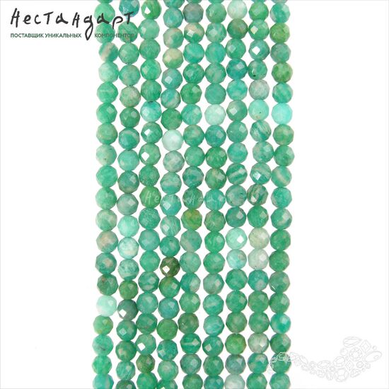 Амазонит натуральный с огранкой 4-4,5 мм (нить 19 см), изображение 4