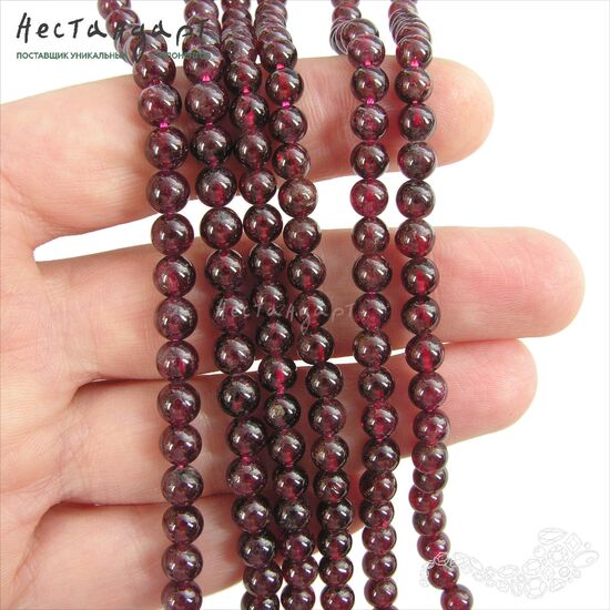 Гранат Родолит натуральный 5,5 мм (нить 19 см), изображение 3