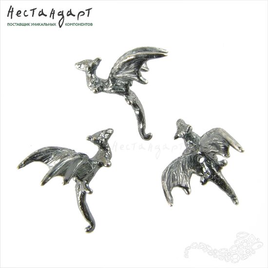 Бусина Flying Dragon Silver Plated 15х12 мм
