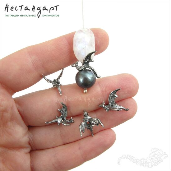 Бусина Flying Dragon Silver Plated 15х12 мм, изображение 2