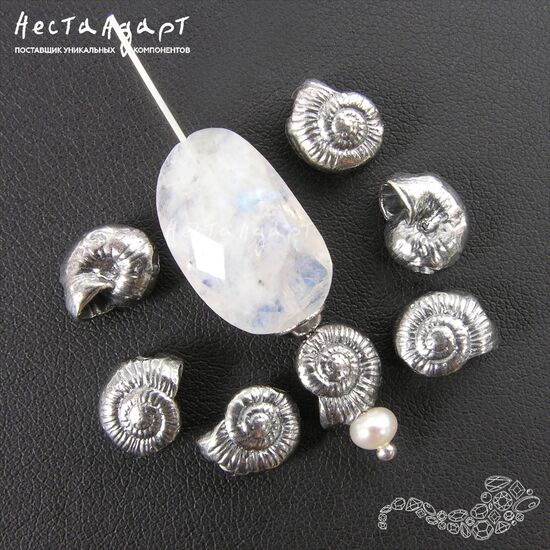 Бусина Snail Silver Plated 8х9 мм, изображение 2