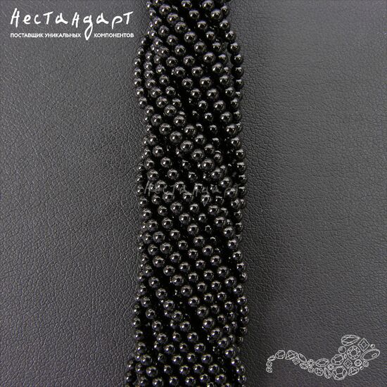 Турмалин Шерл натуральный гладкий 2 мм (нить 39 см), изображение 3