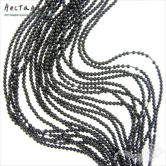 Турмалин Шерл натуральный гладкий 2 мм (нить 39 см), изображение 4