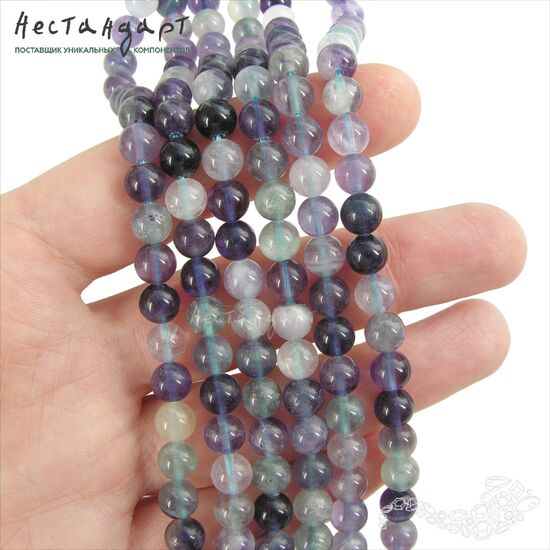 Флюорит натуральный 6,5 мм (нить 20 см), изображение 2