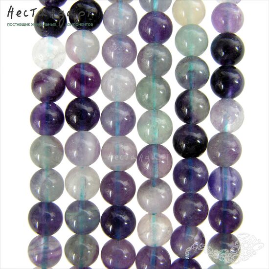 Флюорит натуральный 6,5 мм (нить 20 см), изображение 3