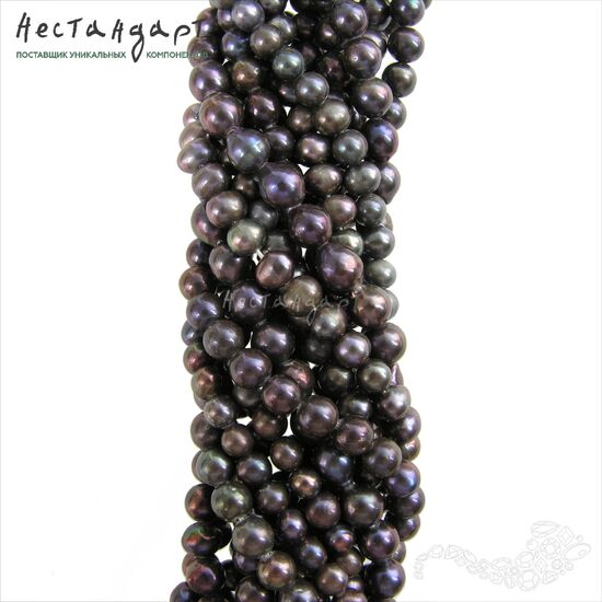 Жемчуг культивированный Black Nocturn 4,5-5 мм (нить 20 см)