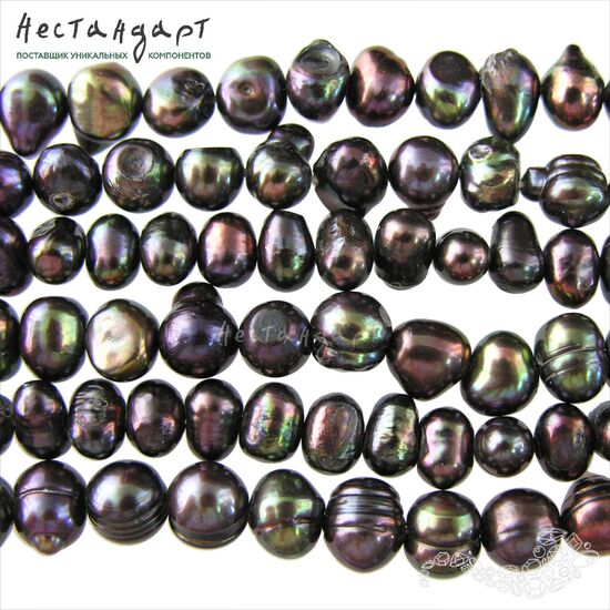 Жемчуг натуральный Cocoa Peacock 6-8 мм (нить 40 см)