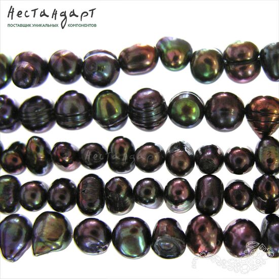 Жемчуг натуральный Cocoa Peacock 6-8 мм (нить 40 см), изображение 2