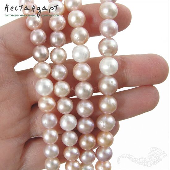 Жемчуг натуральный Sphere Peach-Rose 7,5-9,5 мм (уп. 7 шт.), изображение 2
