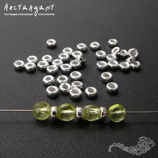 Бусина-спейсер Plain Sterling Silver 3,5х1,5 мм (уп. 10 шт.)