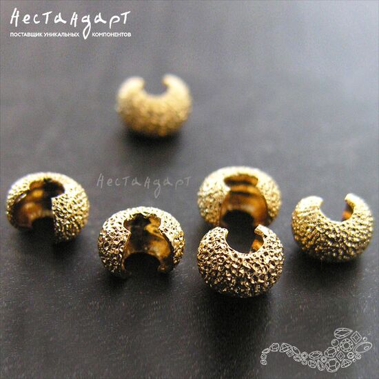 Маскировочные (обжимные) бусины Sparkle Gold Plated 3 мм (уп.10 шт.), изображение 3