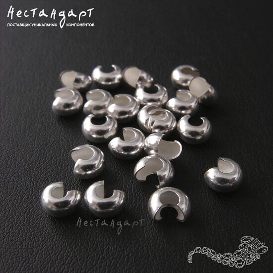 Маскировочные (Обжимные) бусины Sterling Silver 5 мм, изображение 2