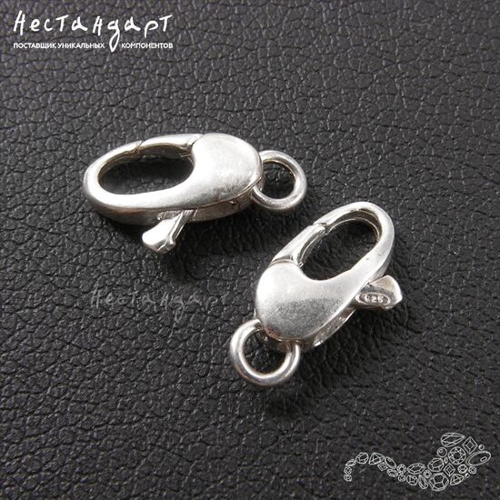 Замок-карабин с кольцом Carabine Sterling Silver 9х4,5 мм, изображение 3
