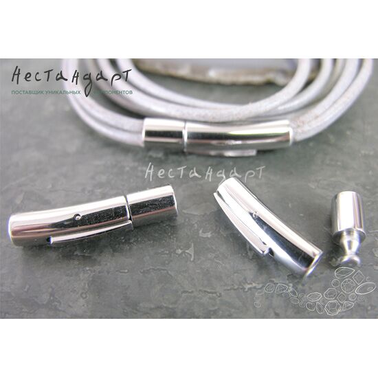 Замок-концевик с фиксатором Thick Rhodium Plated 28х6 мм