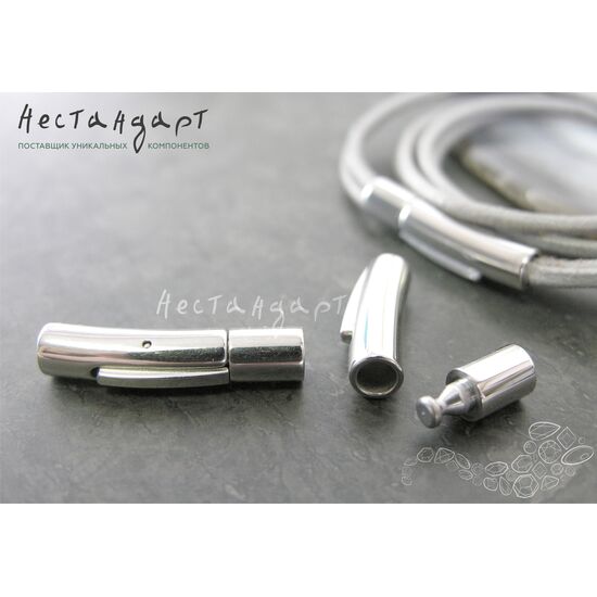 Замок-концевик с фиксатором Thick Rhodium Plated 28х6 мм, изображение 2