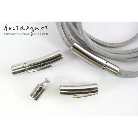 Замок-концевик с фиксатором Thick Rhodium Plated 28х6 мм, изображение 4