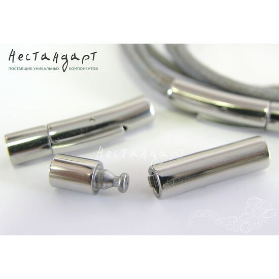 Замок-концевик с фиксатором Thick Rhodium Plated 28х6 мм, изображение 5