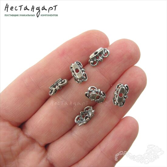 Чашечки для бусин Baroque Jar Sterling Silver 11х7 мм, изображение 2