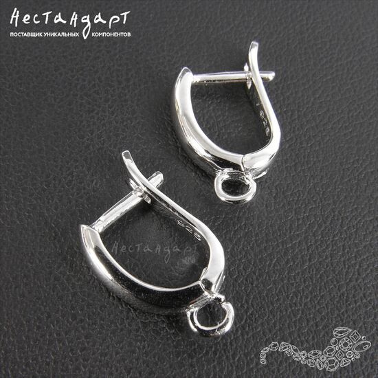 Швензы Fashionable Sterling Silver Rhodium Plated 15х3 мм (пара), изображение 2