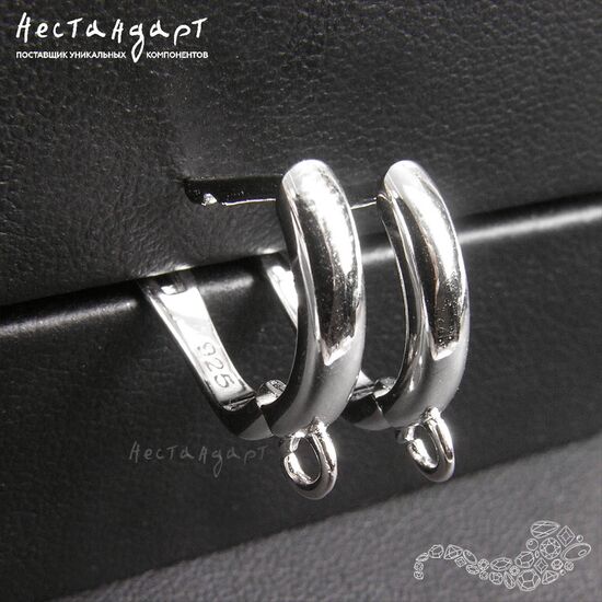 Швензы Fashionable Sterling Silver Rhodium Plated 15х3 мм (пара), изображение 4