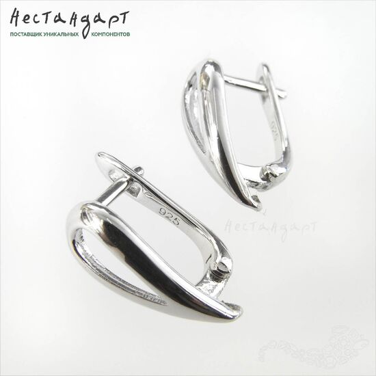Швензы Empty Drop Sterling Silver Rhodium Plated 16х3 мм (пара)