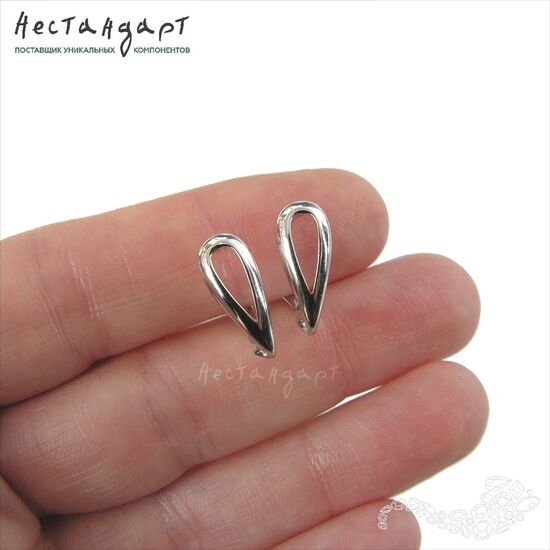 Швензы Empty Drop Sterling Silver Rhodium Plated 16х3 мм (пара), изображение 2
