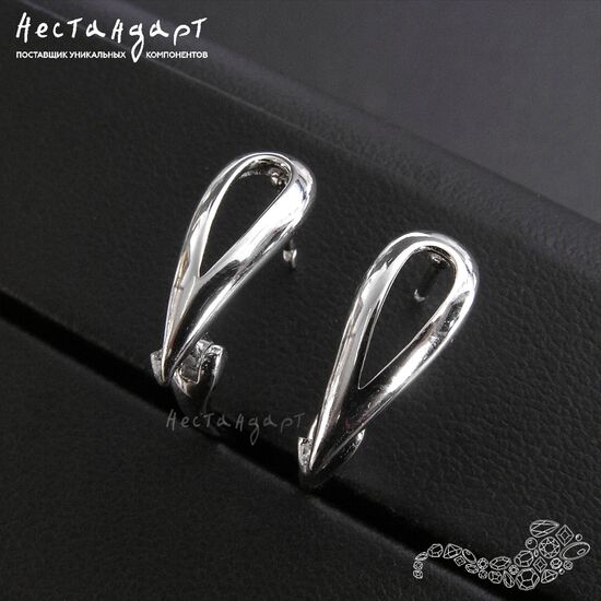 Швензы Empty Drop Sterling Silver Rhodium Plated 16х3 мм (пара), изображение 3