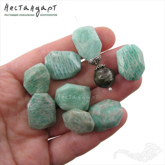 Амазонит натуральный Teal Cushion 20х15 мм, изображение 3