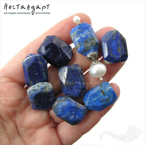 Лазурит натуральный с пиритом Lapis Cushion 19-21 мм, изображение 3