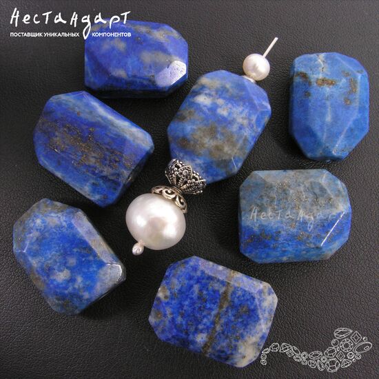 Лазурит натуральный с пиритом Lapis Cushion 19-21 мм, изображение 4