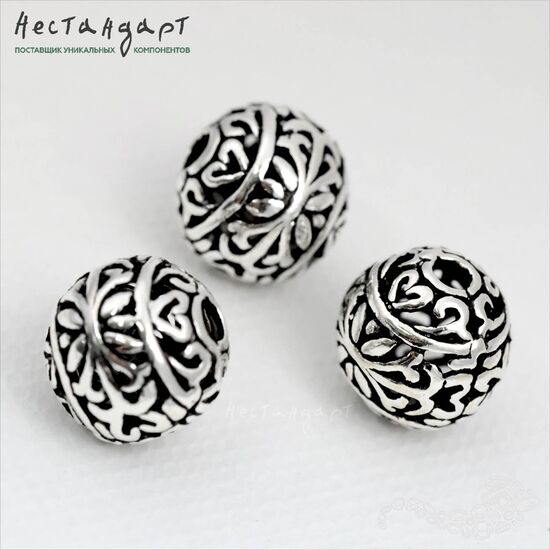 Бусина Antiqued Ball Sterling Silver 10 мм, изображение 3