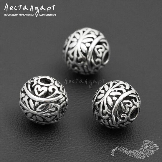 Бусина Antiqued Ball Sterling Silver 10 мм, изображение 4