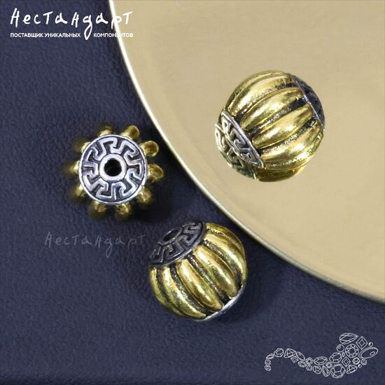 Бусина Bimetallic Plissés 12 мм, изображение 2