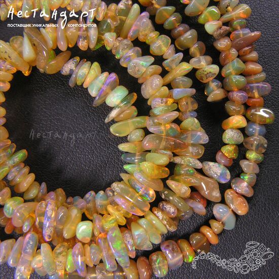 Опал натуральный эфиопский 3-8 мм (нить 10 см)