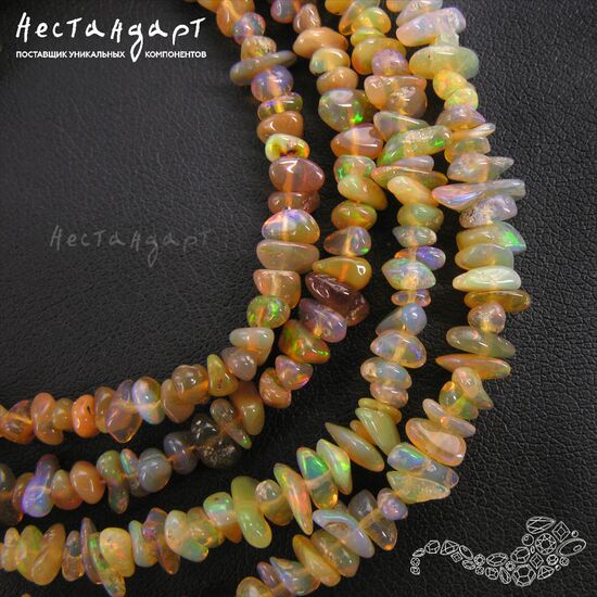 Опал натуральный эфиопский 3-8 мм (нить 10 см), изображение 3