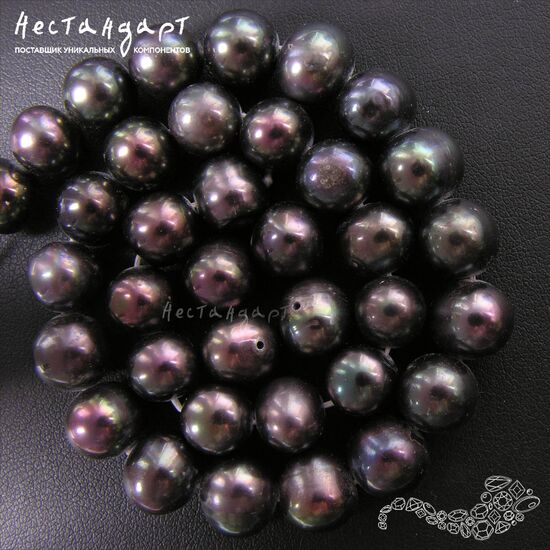Жемчуг натуральный Peacock Black 9-10 мм, изображение 3