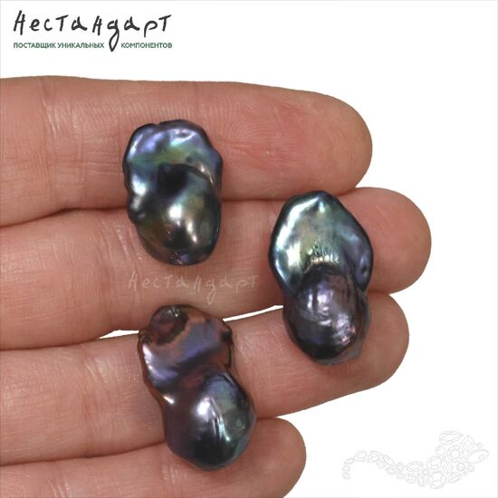 Жемчуг натуральный Baroque Black Peacock 20-25 мм, изображение 2