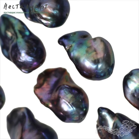 Жемчуг натуральный Baroque Black Peacock 20-25 мм, изображение 5