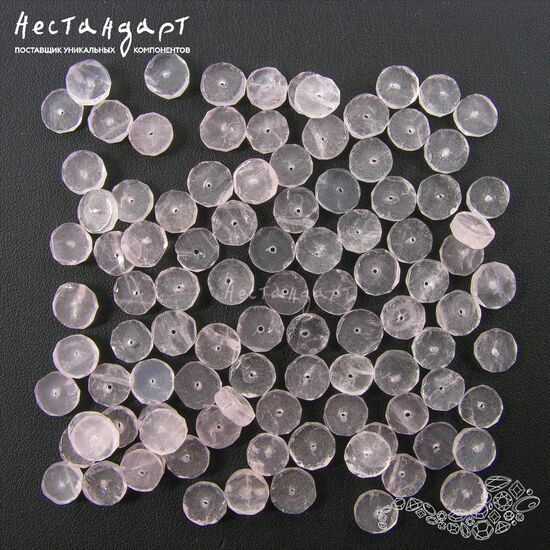 Кварц натуральный розовый рондель с огранкой 8 мм (уп. 10 шт.)