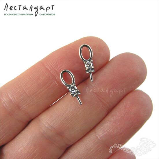 Концевик со штифтом Moonlight Silver Plated 14х5 мм, изображение 2