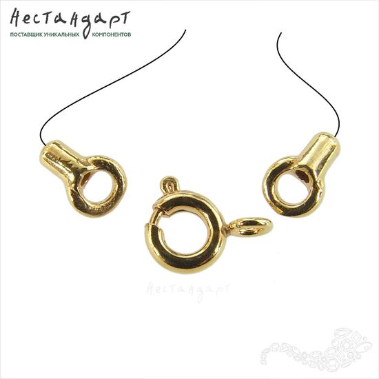 Замок-кольцо Шпрингельный с концевиками Gold Plated 5 мм