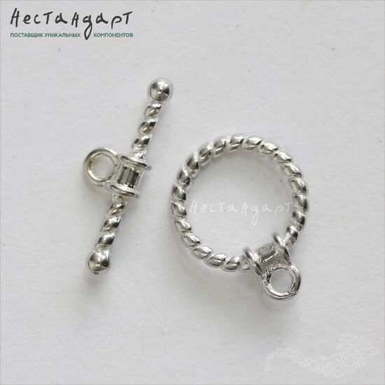 Замок-тогл Twisted Sterling Silver 13 мм, изображение 3