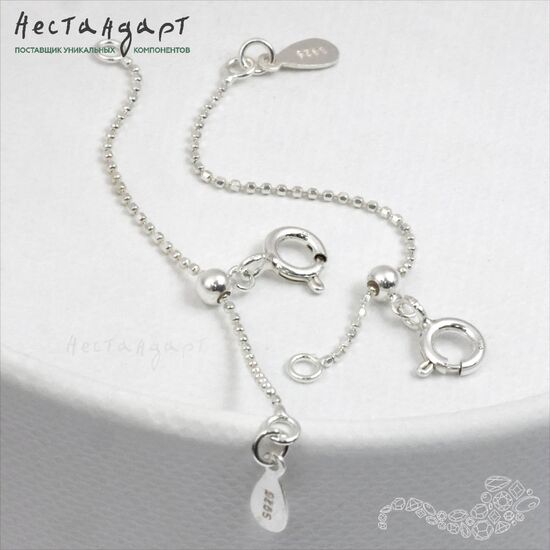 Замок-кольцо Шпрингельный с удлиняющей цепочкой Sterling Silver 5,5х58 мм, изображение 2