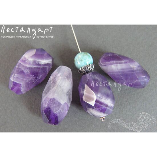 Аметист натуральный Шеврон крупная грань 21х11-27х13 мм, изображение 2